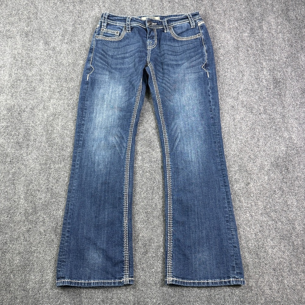 Rock & Roll Riding Jean Women 28x32 Bootcut Embroidered Western Cowgirl Blue